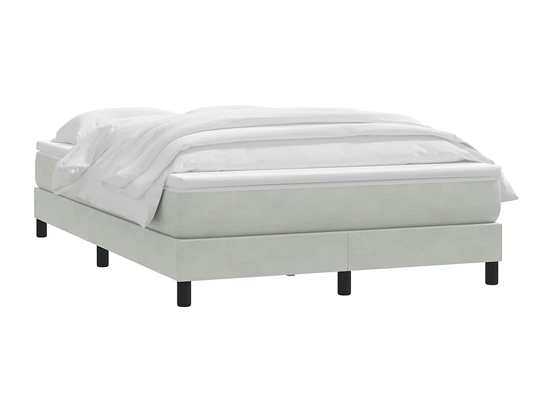 Boxspring met matras fluweel lichtgrijs 140x210 cm