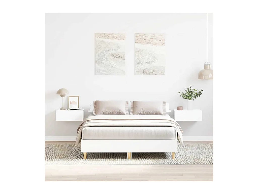 Cadre de lit sans matelas blanc 140x190 cm bois d'ingénierie