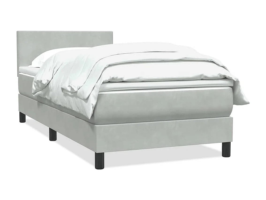 Boxspring met matras fluweel lichtgrijs 90x210 cm