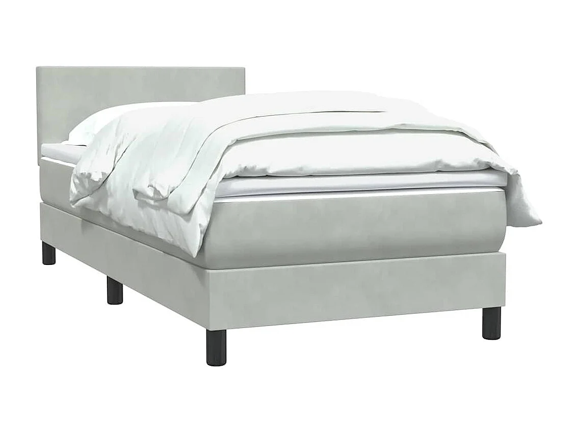Boxspring met matras fluweel lichtgrijs 90x210 cm