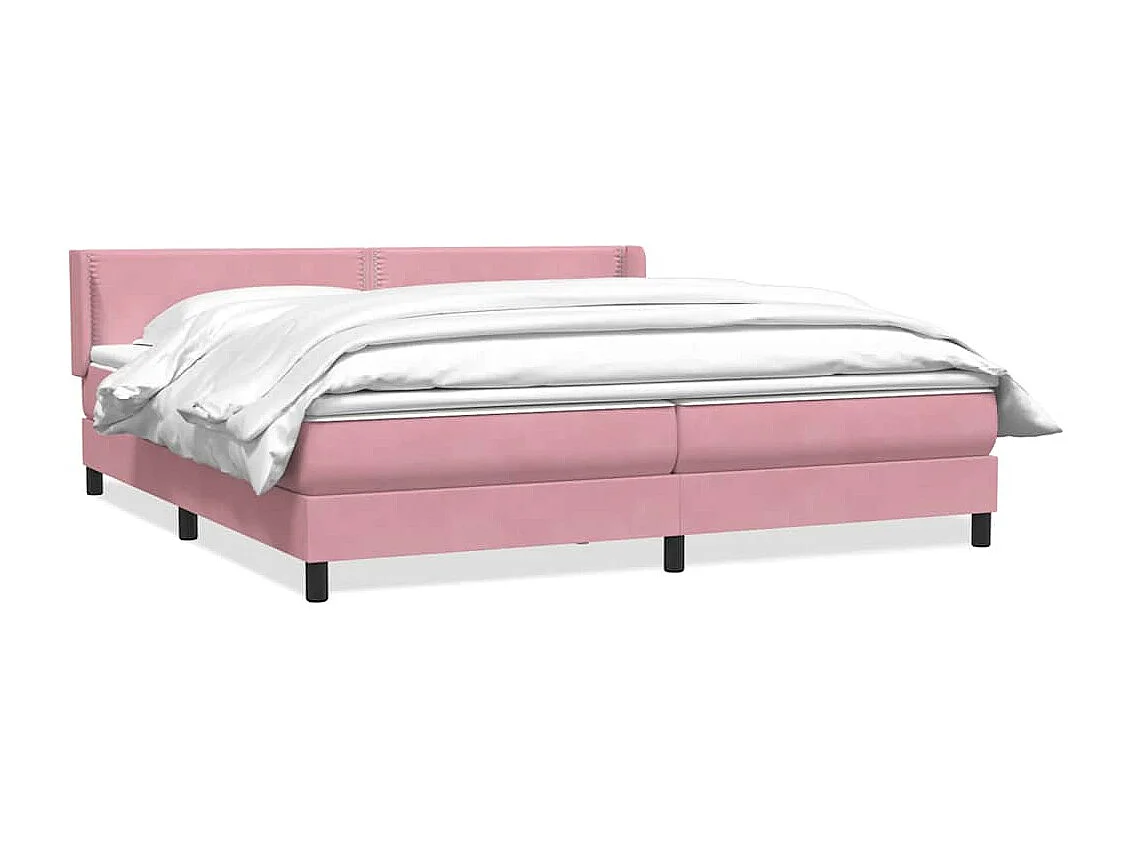 Sommier à lattes de lit avec matelas rose 180x210 cm velours