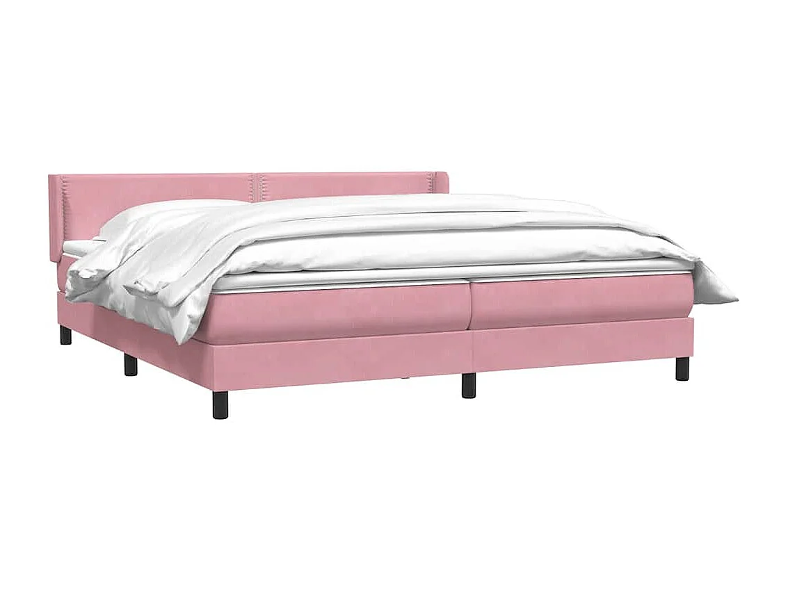 Sommier à lattes de lit avec matelas rose 180x210 cm velours