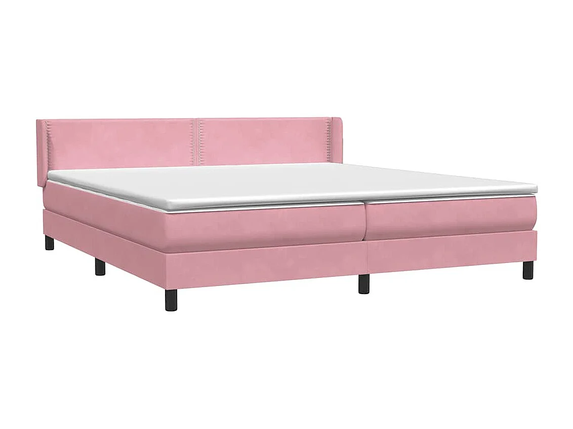 Sommier à lattes de lit avec matelas rose 180x210 cm velours
