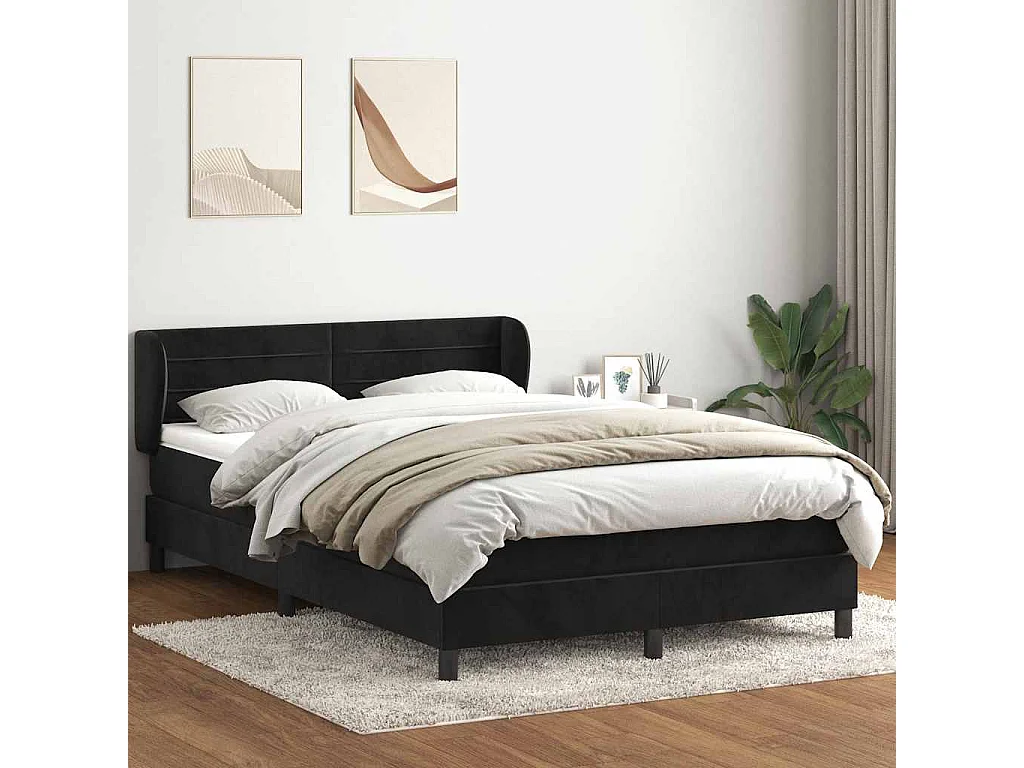 Cama com molas/colchão 160x220 cm veludo preto