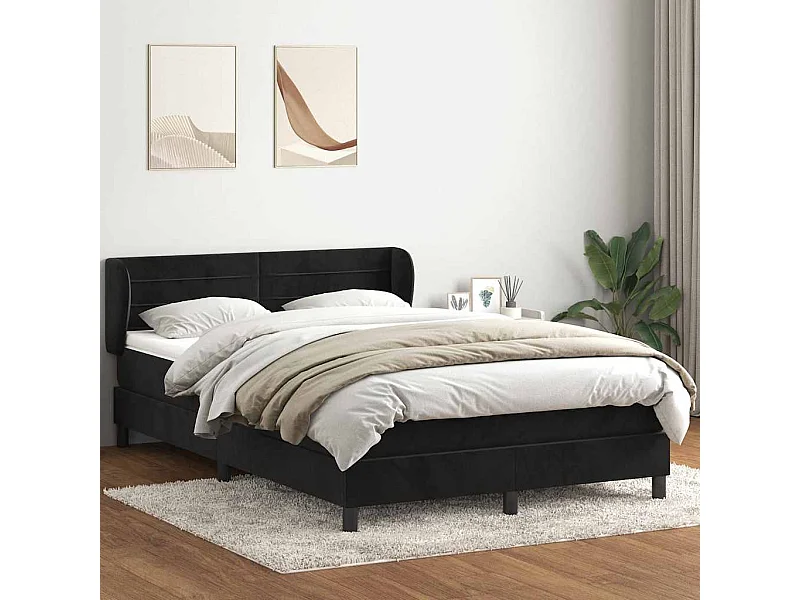Cama com molas/colchão 160x220 cm veludo preto