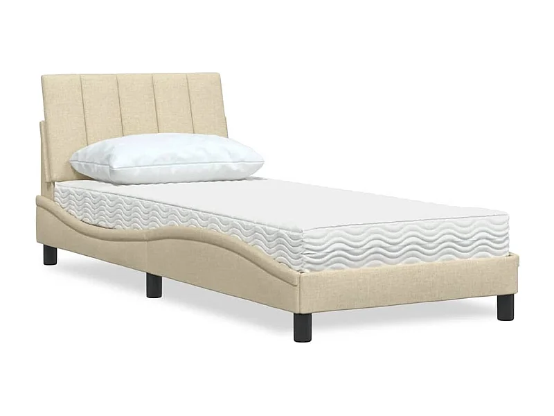 Lit avec matelas crème 80x200 cm tissu