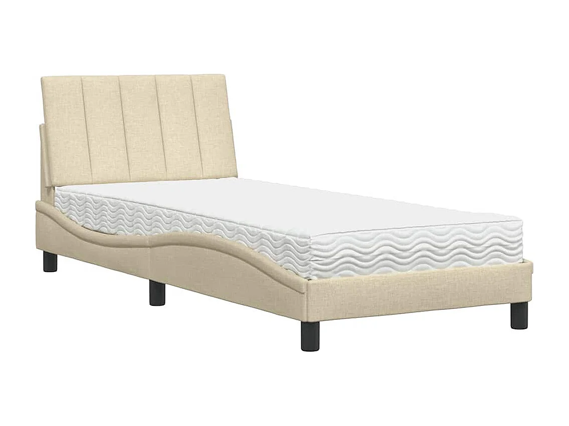 Lit avec matelas crème 80x200 cm tissu