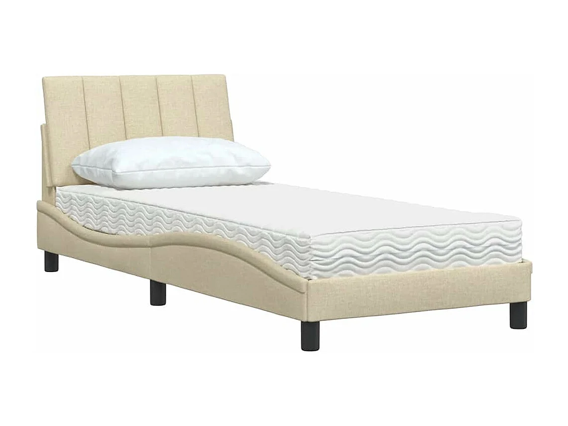 Lit avec matelas crème 80x200 cm tissu