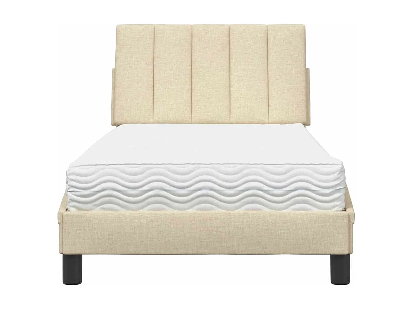 Cama com colchão 80x200 cm tecido cor creme