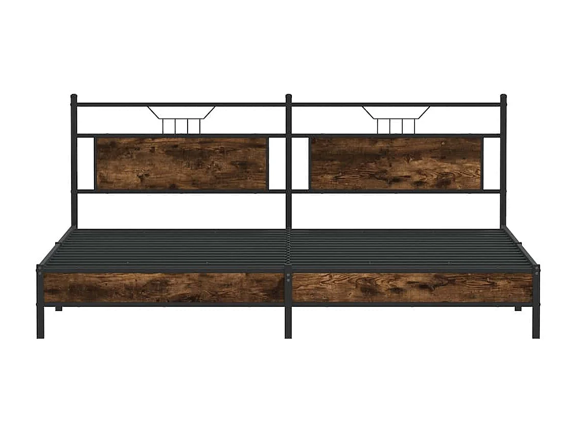 Cadre de lit en métal sans matelas chêne fumé 193x203 cm