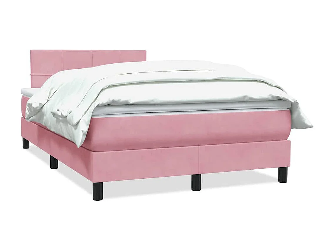 Sommier à lattes de lit avec matelas rose 120x210 cm velours