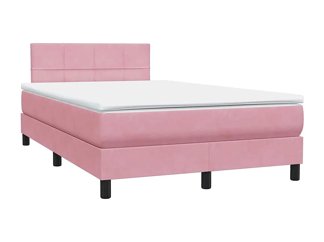 Sommier à lattes de lit avec matelas rose 120x210 cm velours
