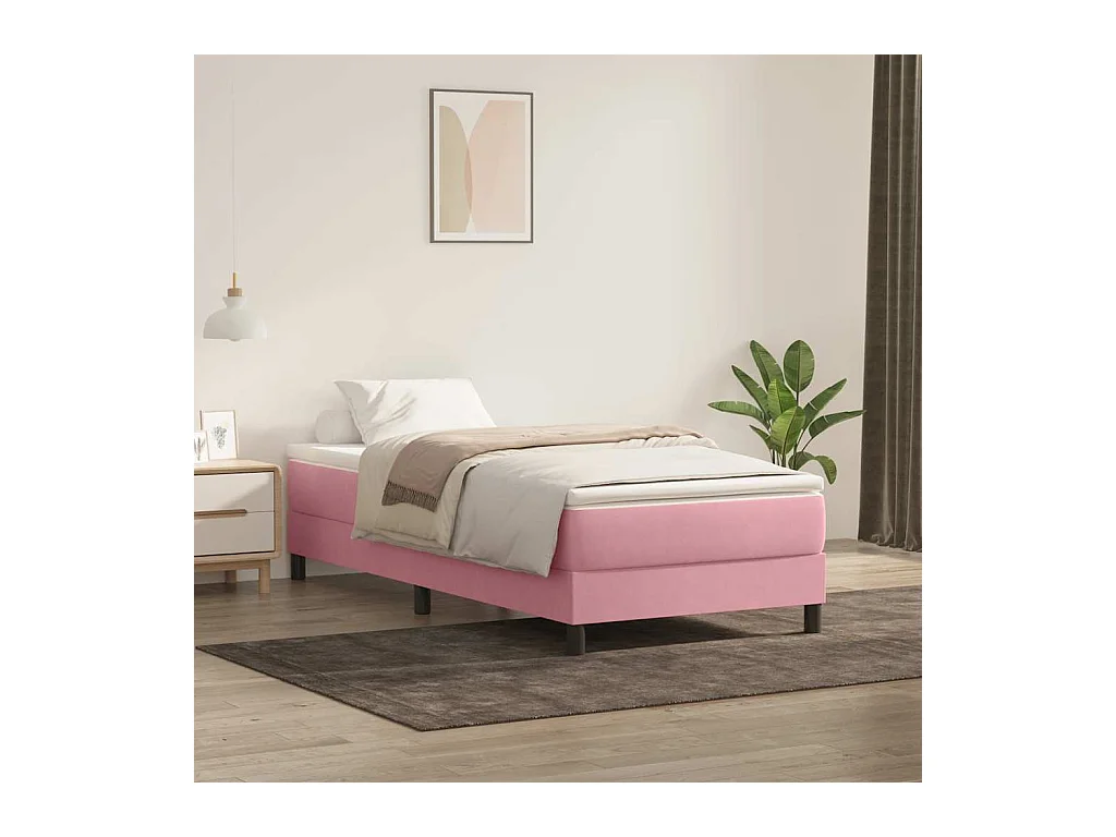 Boxspring met matras fluweel roze 80x220 cm