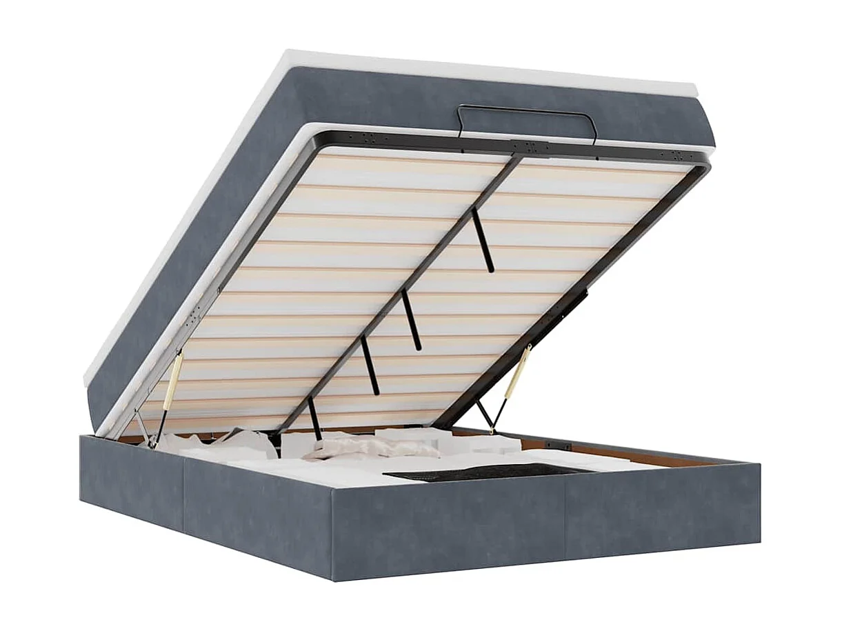 Estructura cama otomana con colchón gris oscuro 140x200cm
