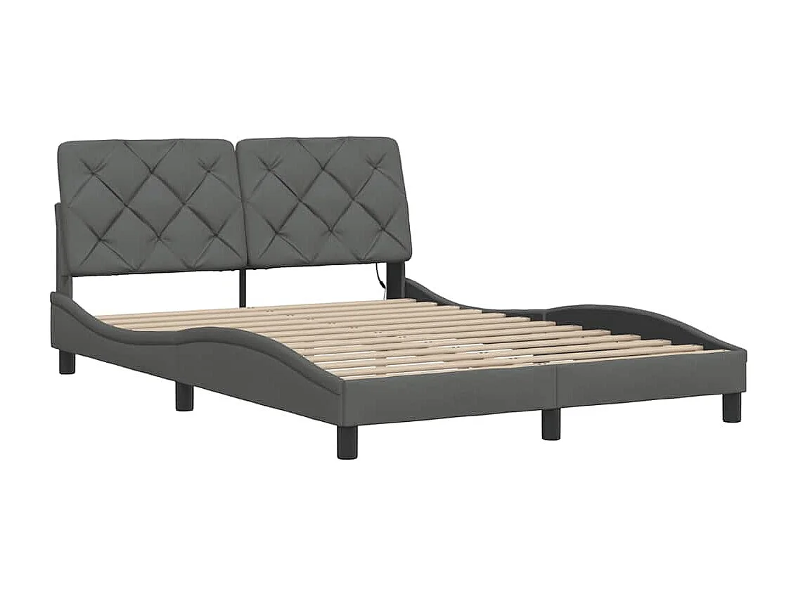 Bedframe met LED zonder matras 140x190 cm stof donkergrijs