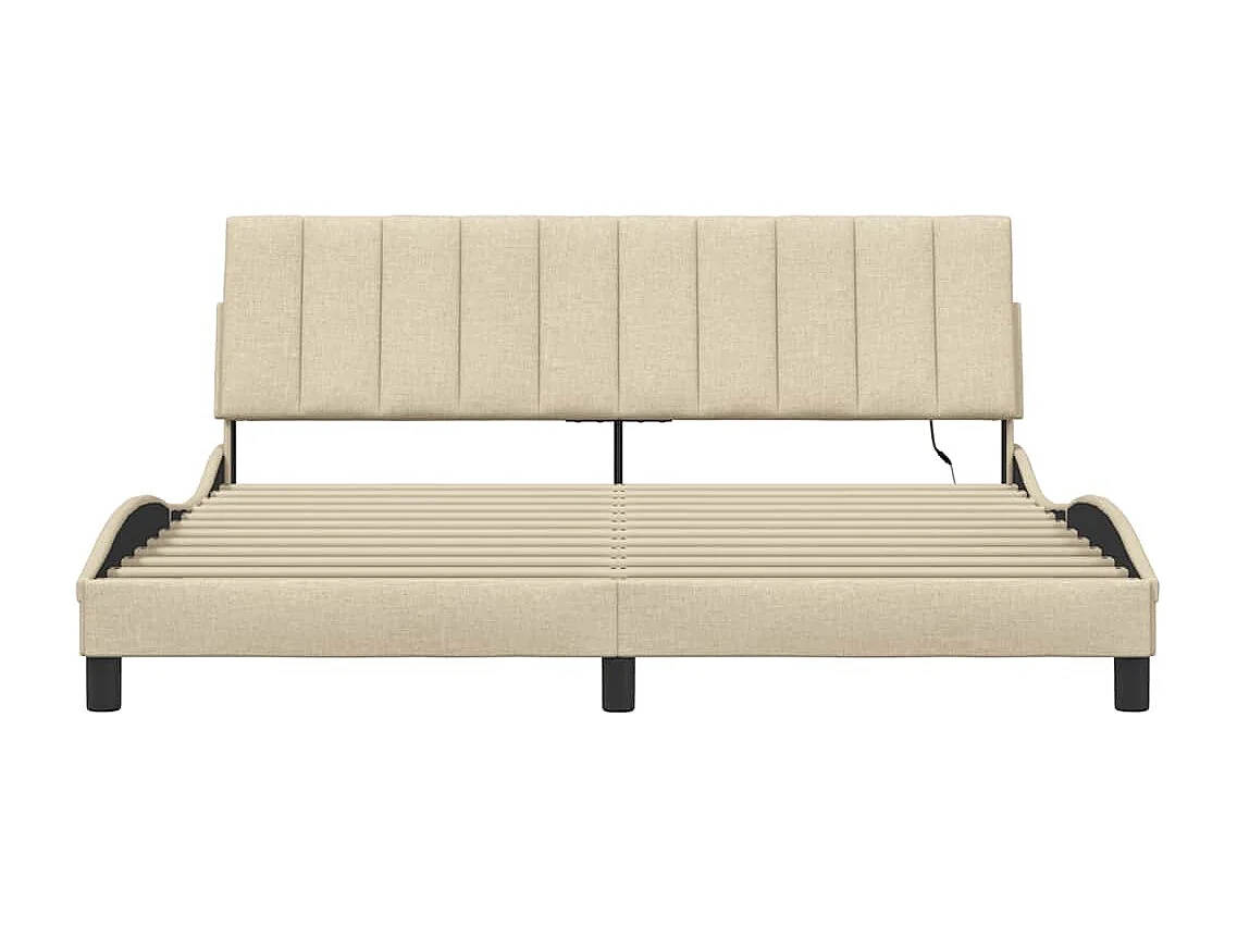 Cadre de lit sans matelas crème 180x200 cm tissu