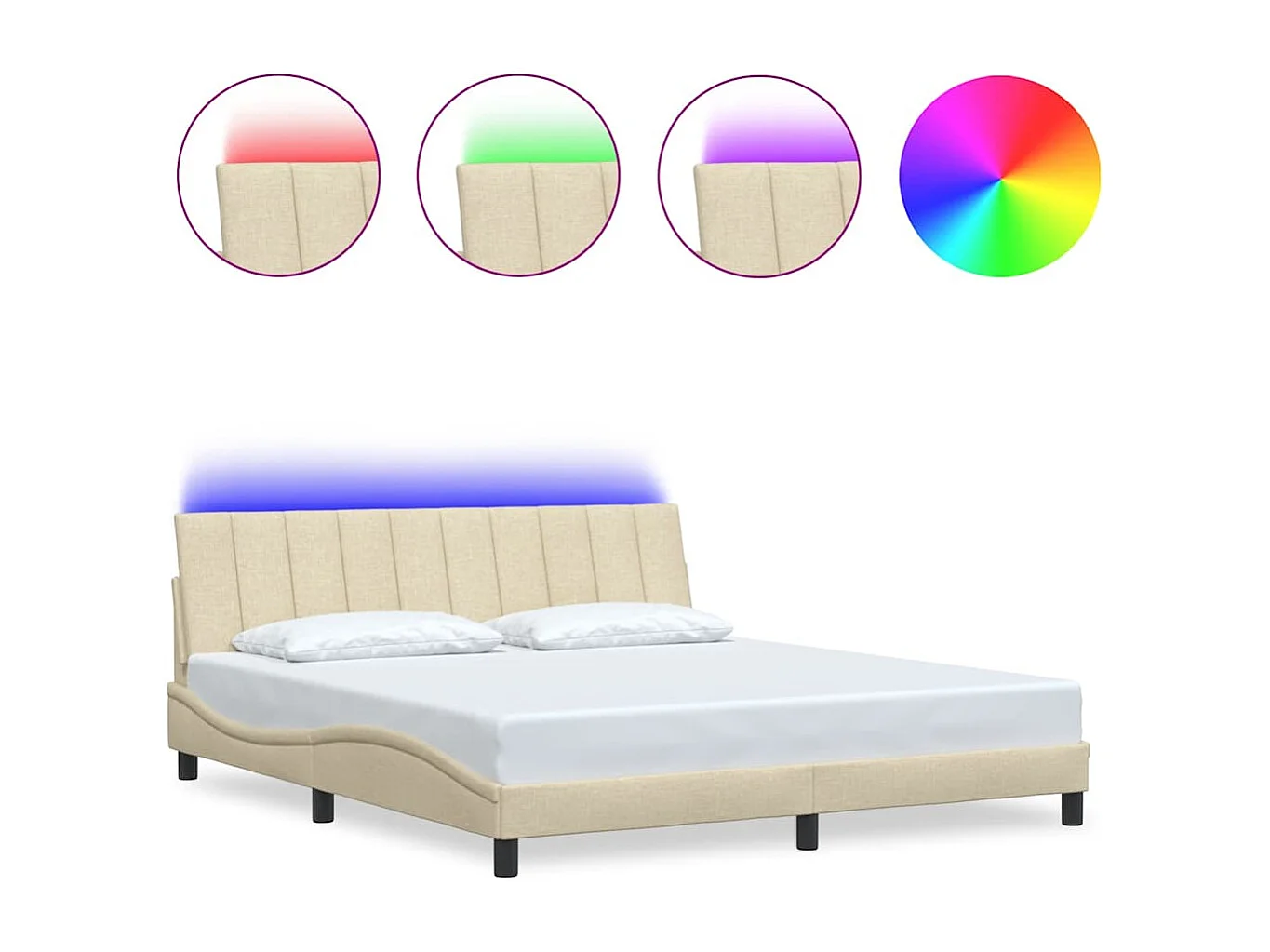 Estrutura de cama sem colchão 180x200 cm tecido cor creme