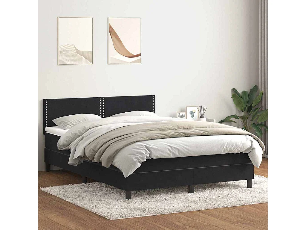 Cama com molas/colchão 160x220 cm veludo preto