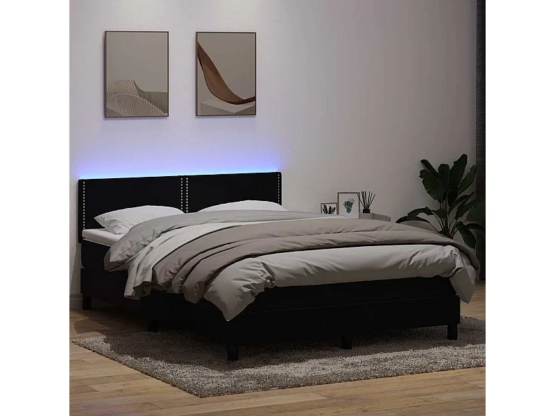 Cama com molas/colchão 160x220 cm veludo preto