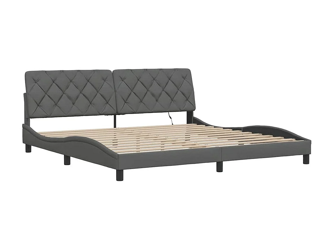 Cadre de lit avec LED sans matelas gris foncé 200x200 cm tissu