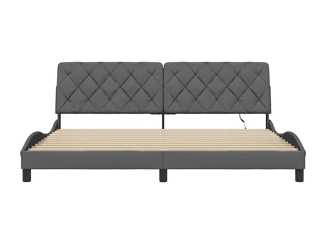 Cadre de lit avec LED sans matelas gris foncé 200x200 cm tissu