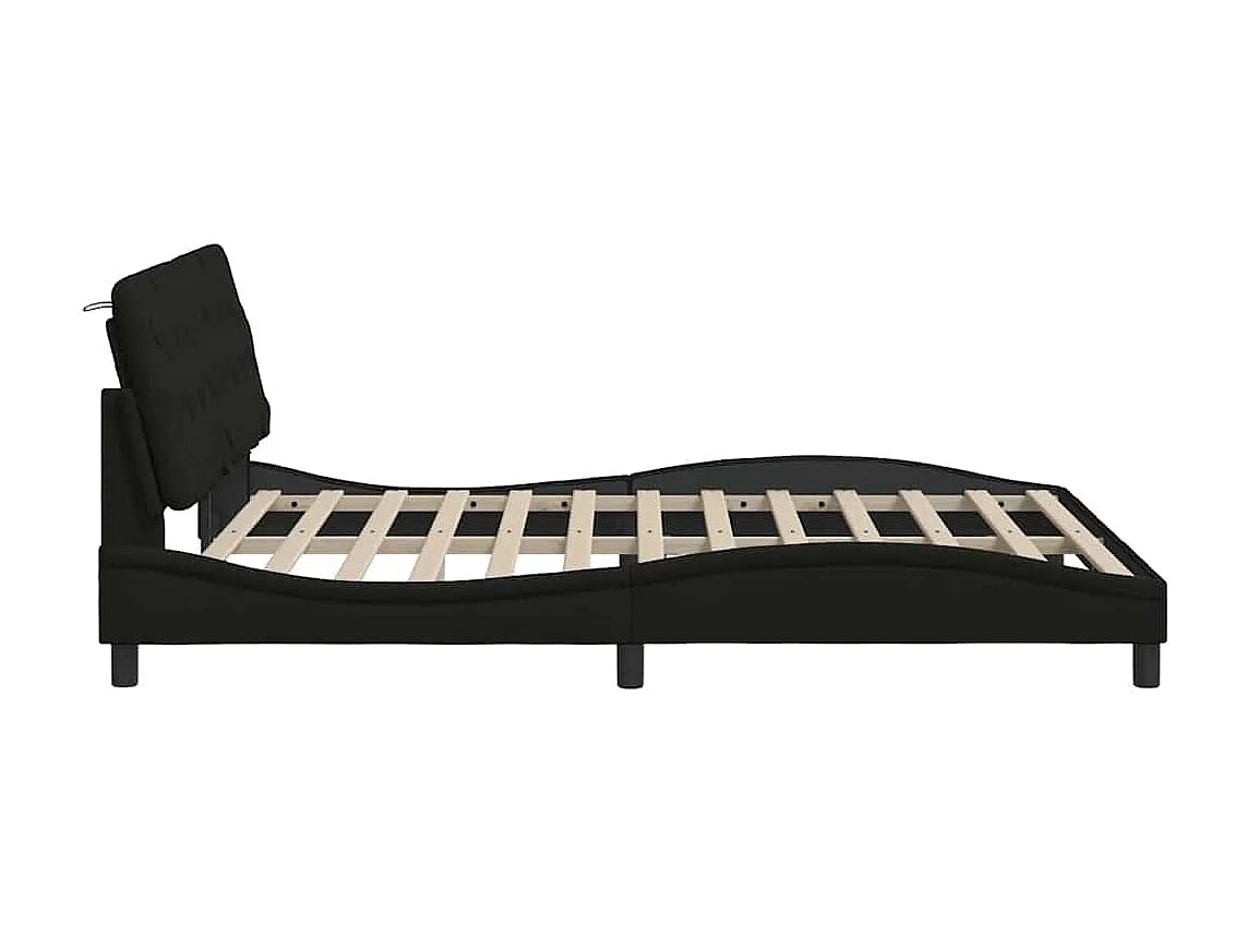 Cama sin colchón tela negro 160x200 cm