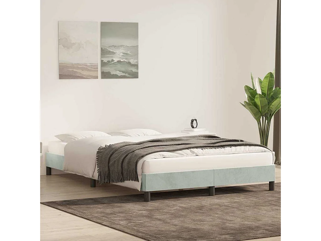 Estrutura de cama sem colchão 160x220 cm veludo cinzento-claro