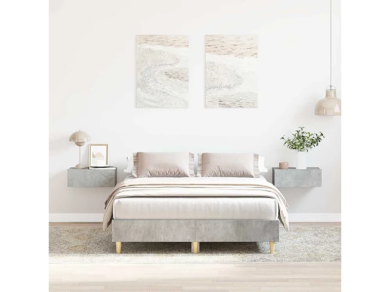 Cadre de lit sans matelas gris béton 135x190 cm bois ingénierie