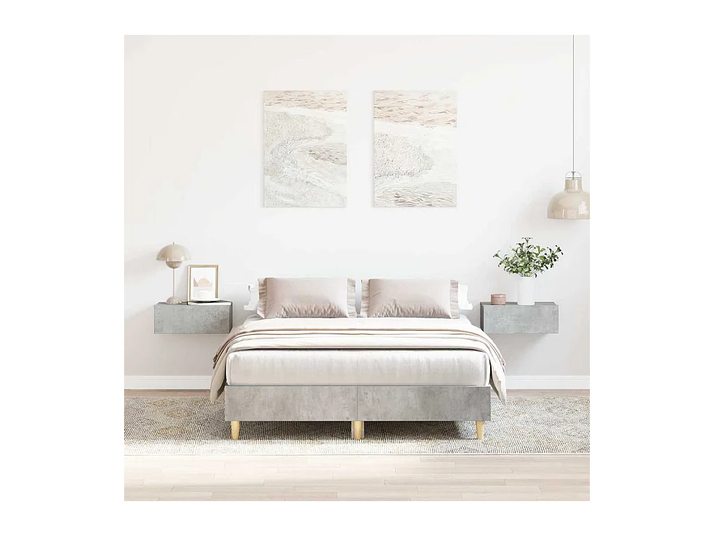 Cadre de lit sans matelas gris béton 135x190 cm bois ingénierie
