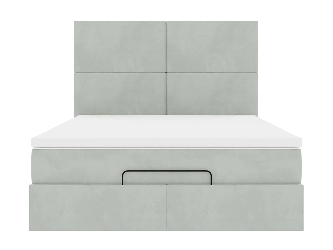Estrutura de cama otomana com colchões 140x190cm cinzento claro