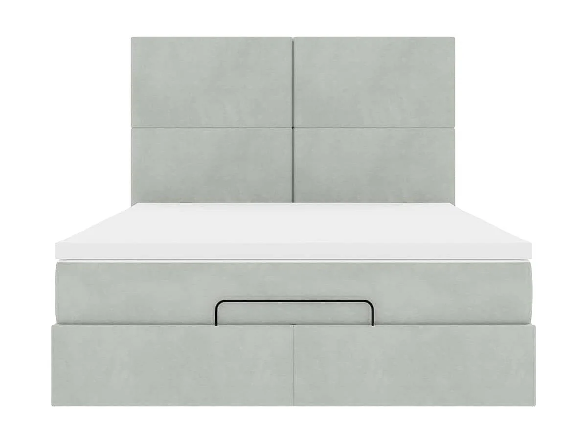Estrutura de cama otomana com colchões 140x190cm cinzento claro