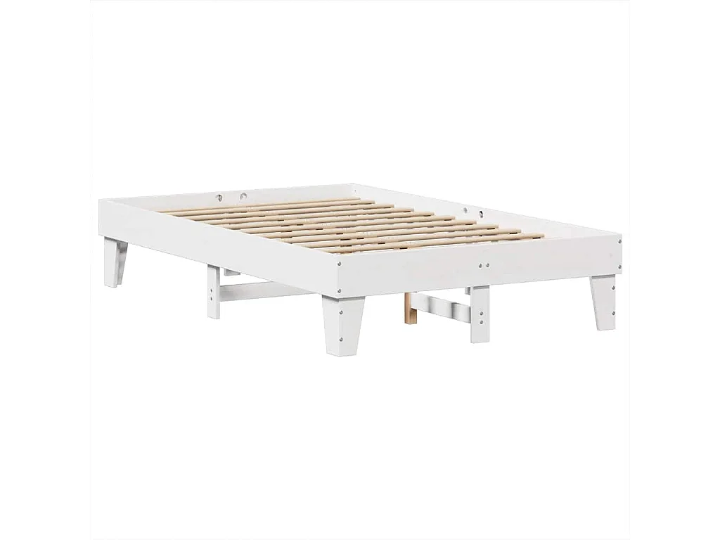 Cama con estantería sin colchón madera maciza blanca 140x190 cm