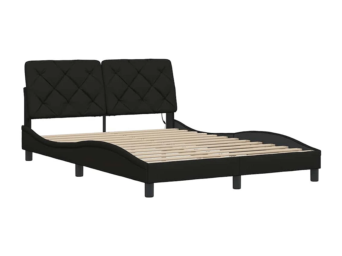Cadre de lit avec LED sans matelas noir 140x200 cm tissu