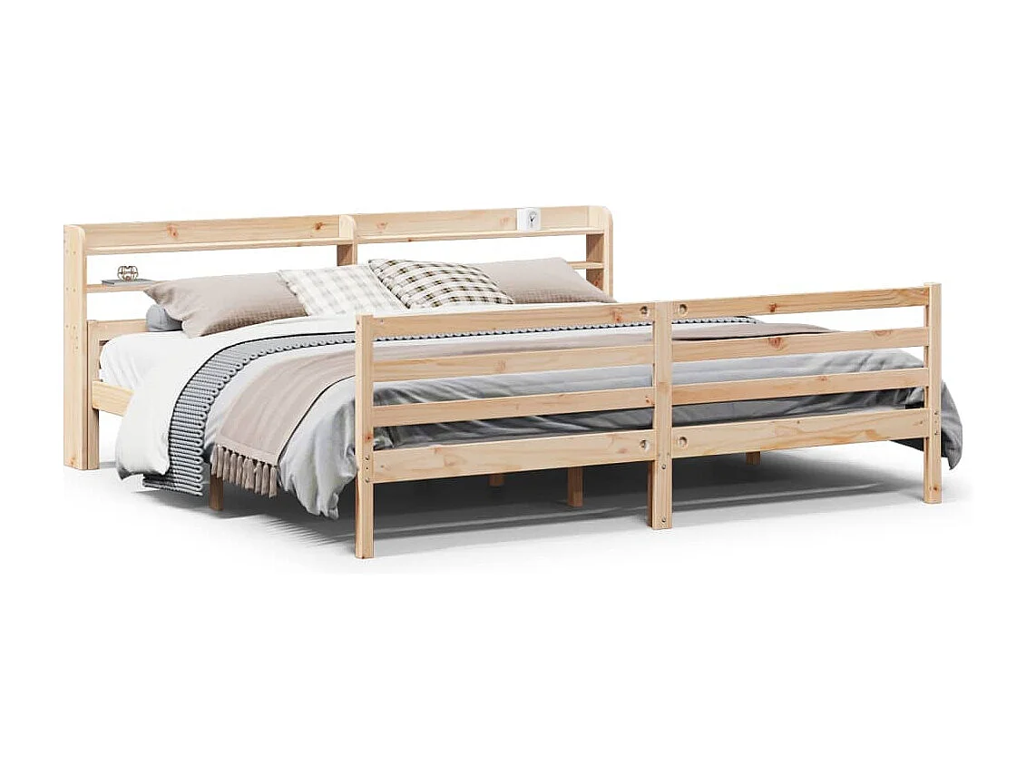 Bedframe met hoofdbord massief grenenhout 200x200 cm