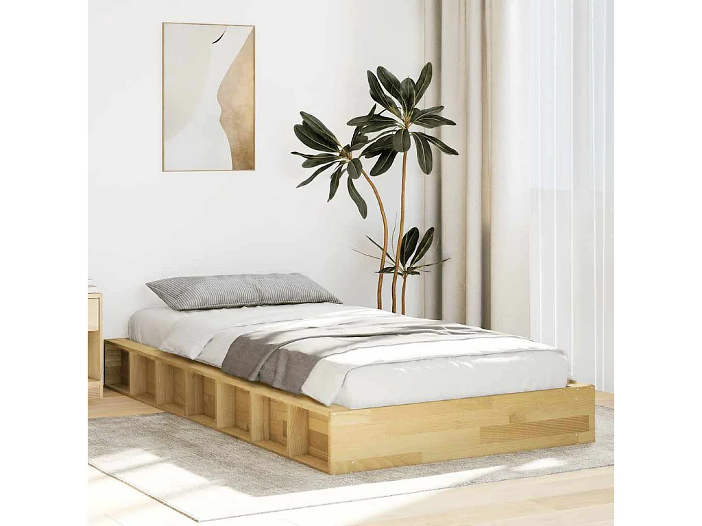 Bedframe zonder matras 75x190 cm massief hout eiken