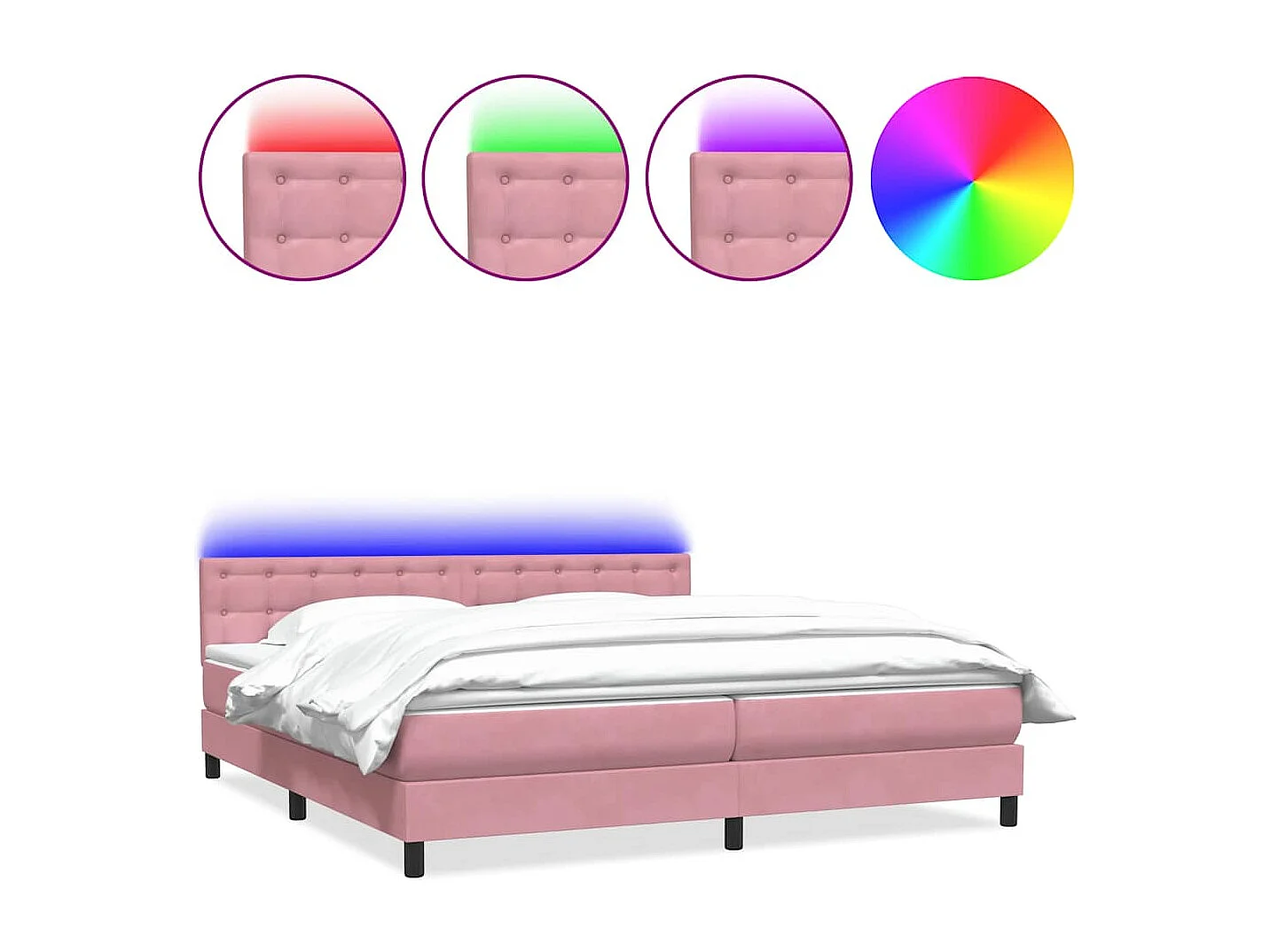 Sommier à lattes de lit avec matelas rose 180x210 cm velours