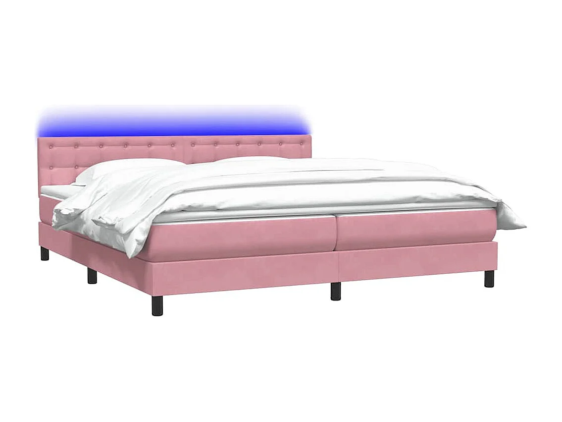 Sommier à lattes de lit avec matelas rose 180x210 cm velours
