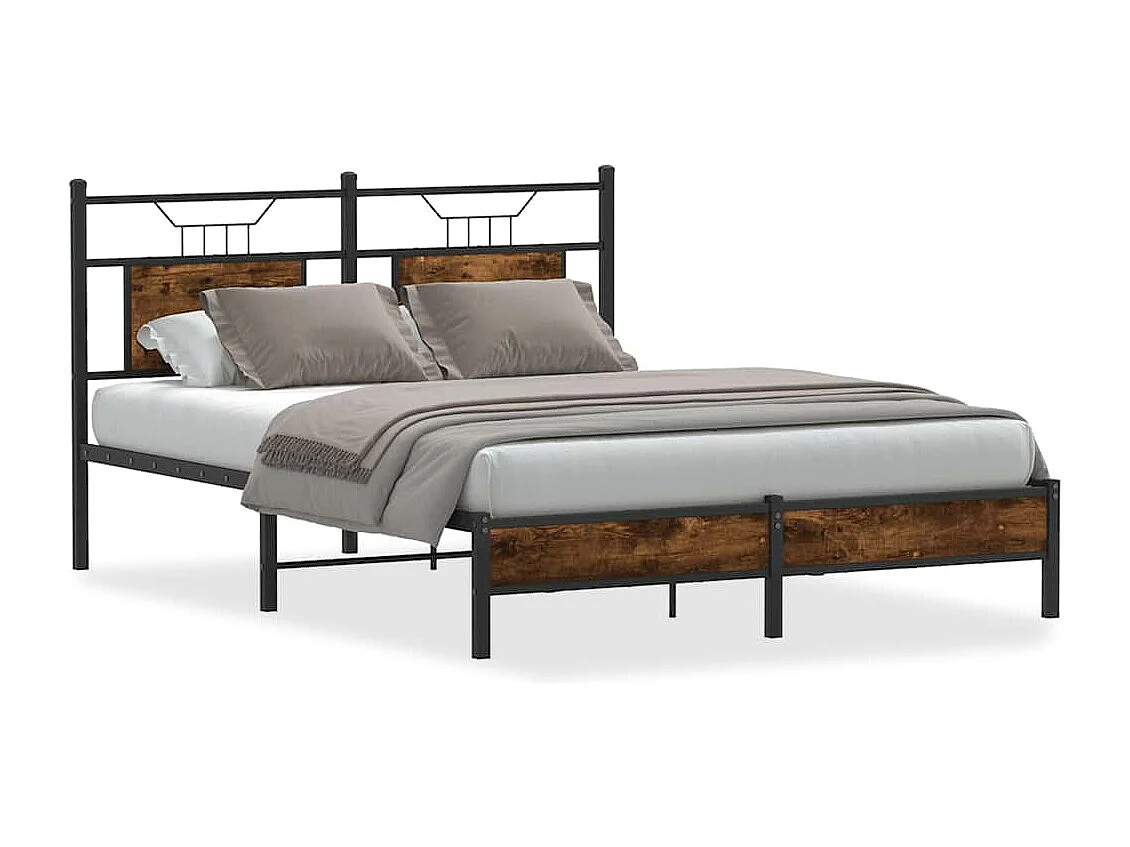 Cadre de lit sans matelas chêne fumé 140x190 cm bois ingénierie