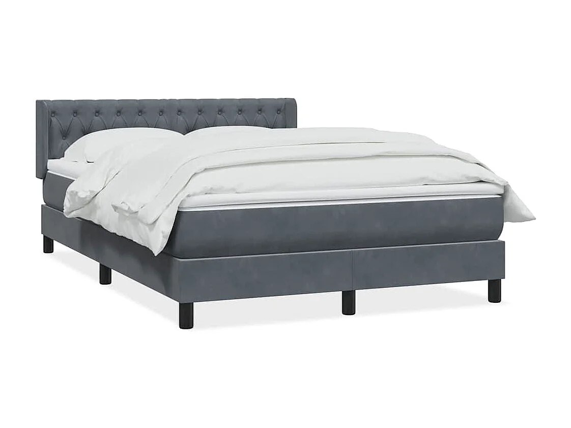 Cama com molas/colchão 160x220 cm veludo cinzento-escuro