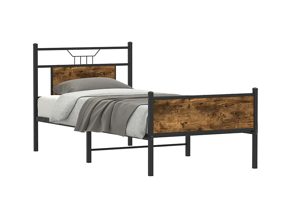 Cadre de lit sans matelas chêne fumé 90x200cm bois d'ingénierie