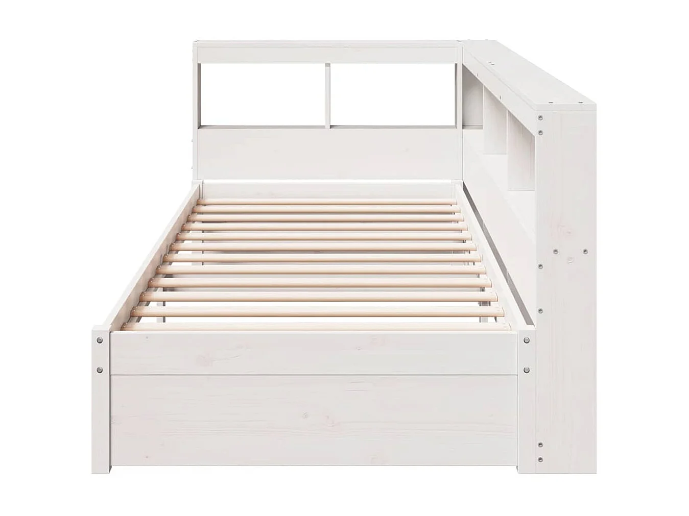Lit bibliothèque sans matelas blanc 75x190cm bois de pin massif