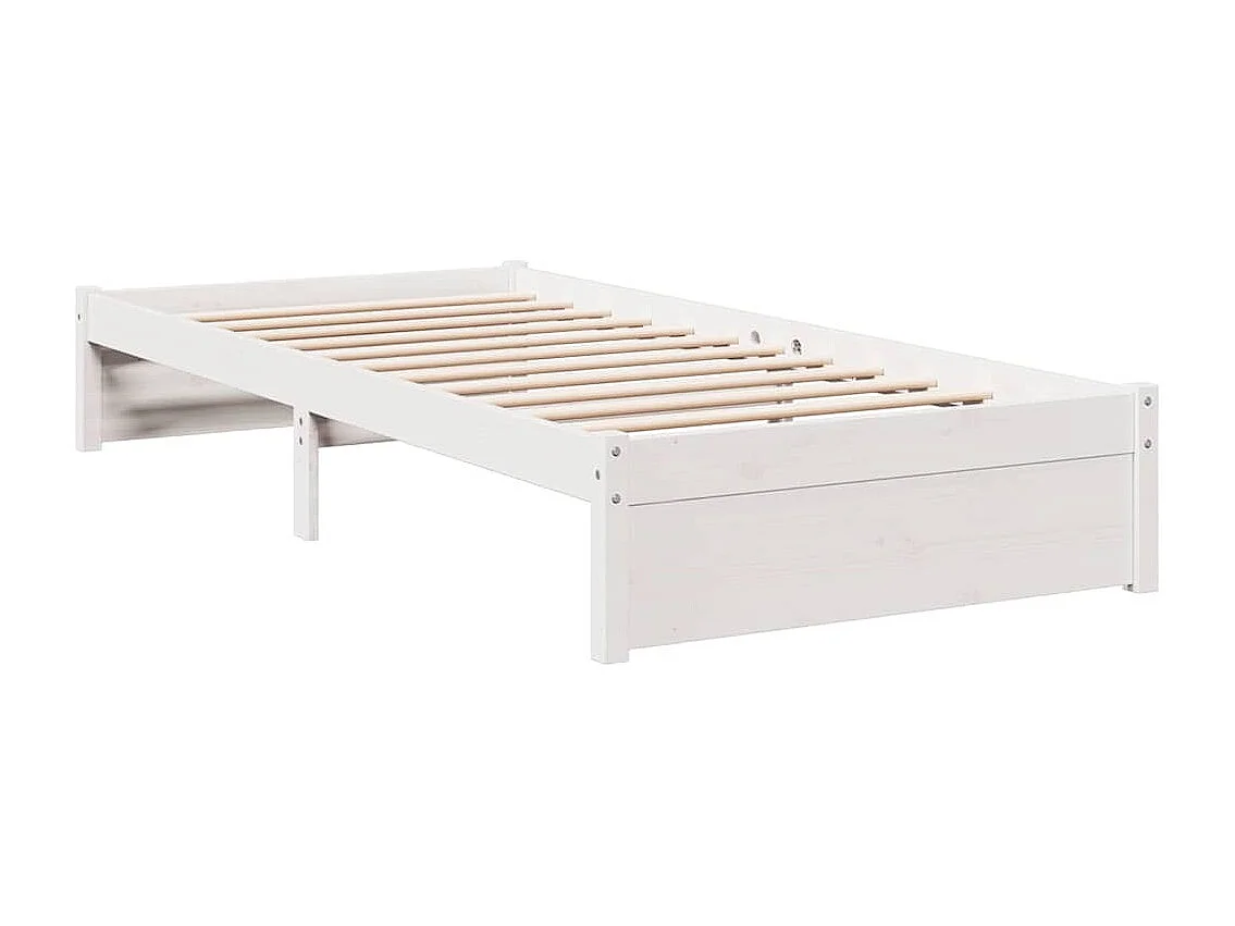 Lit bibliothèque sans matelas blanc 75x190cm bois de pin massif