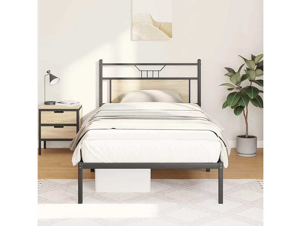 Cadre de lit sans matelas chêne sonoma 107x203 cm