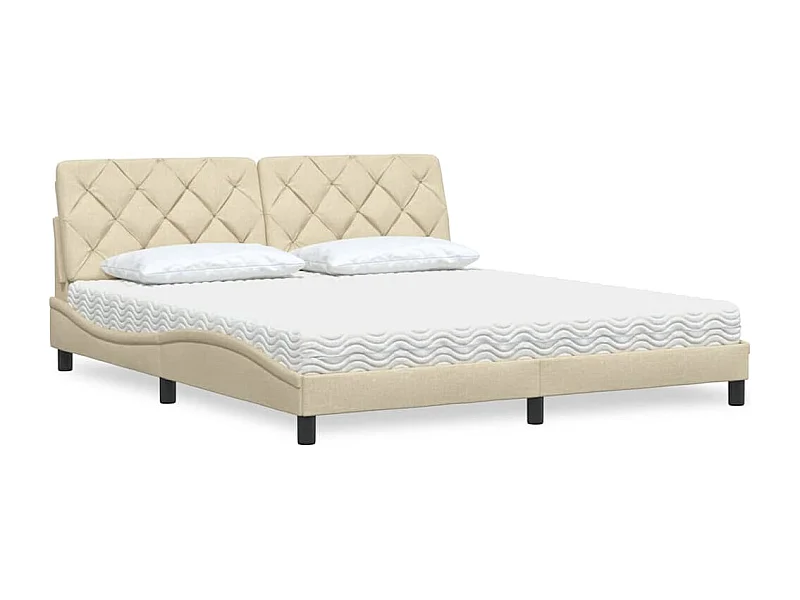 Lit avec matelas crème 180x200 cm tissu