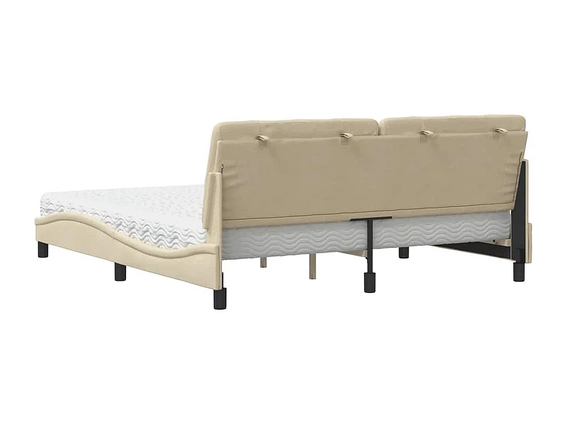 Lit avec matelas crème 180x200 cm tissu