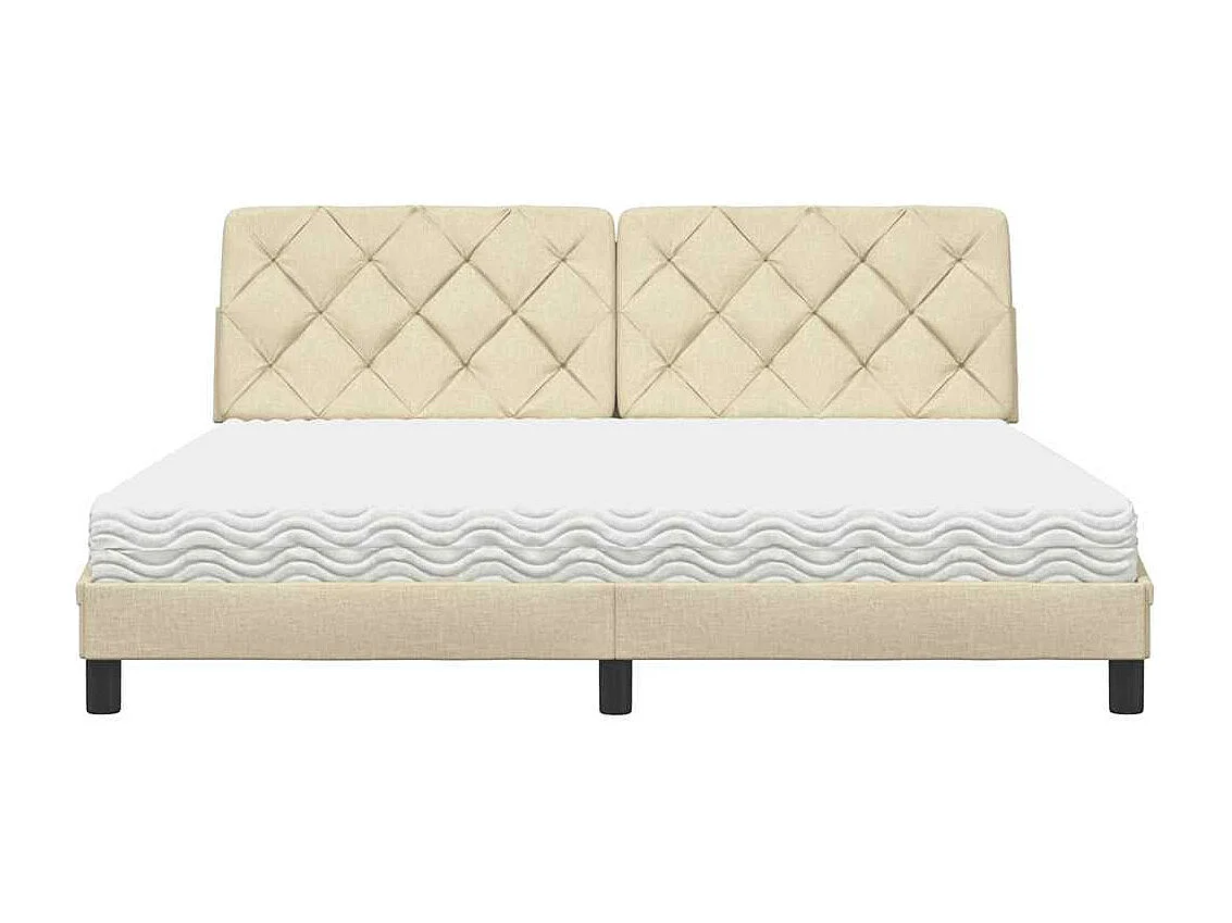 Cama con colchón de tela color crema 180x200 cm