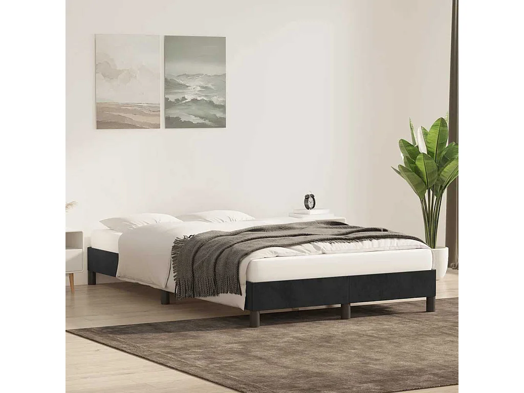 Estrutura de cama sem colchão 120x220 cm Veludo preto