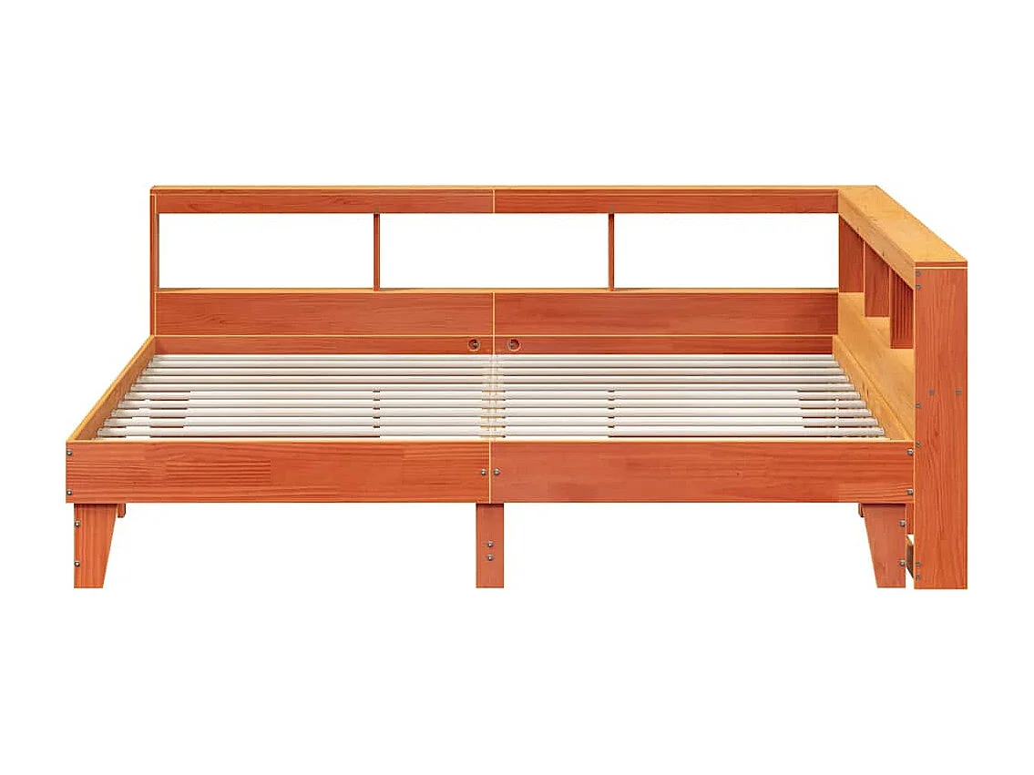 Lit bibliothèque sans matelas cire marron 180x200 cm pin massif