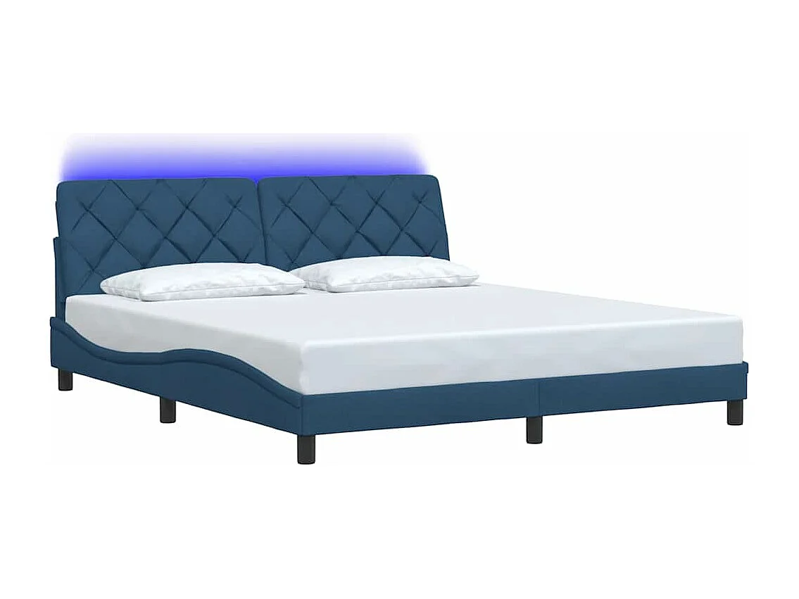 Cadre de lit avec LED sans matelas bleu 180x200 cm tissu