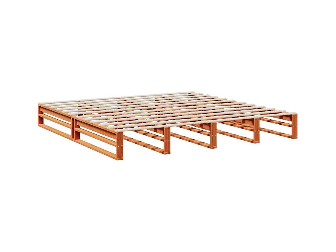 Lit bibliothèque sans matelas cire marron 180x200 cm pin massif